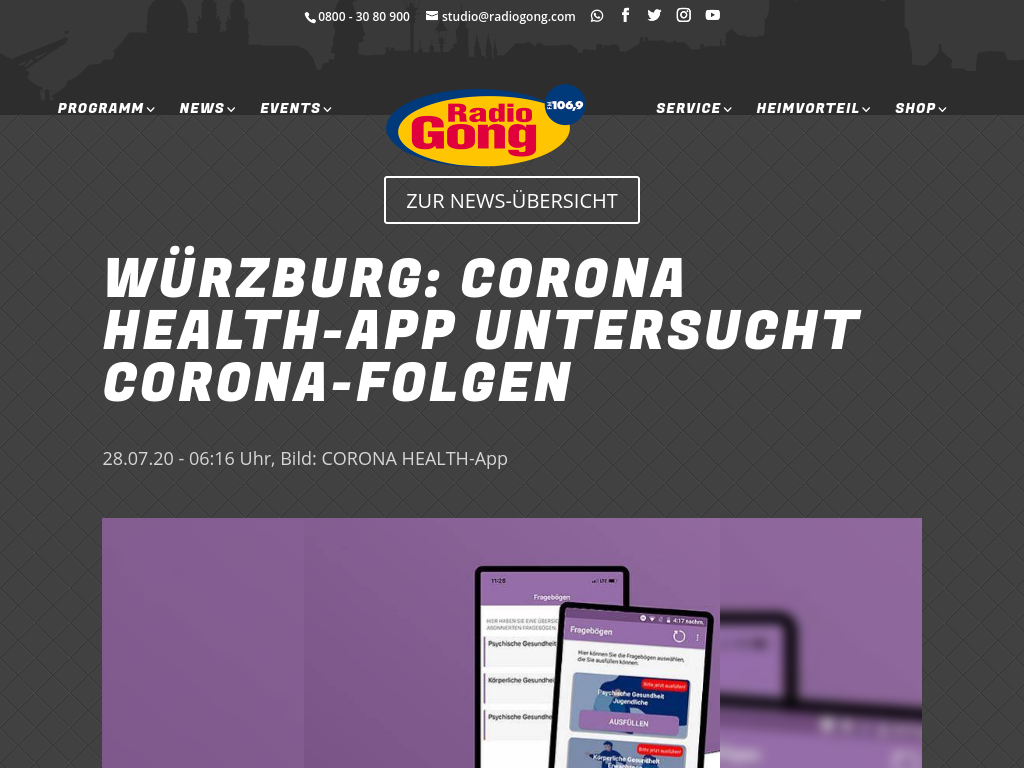 Website of the radio station Radio Gong